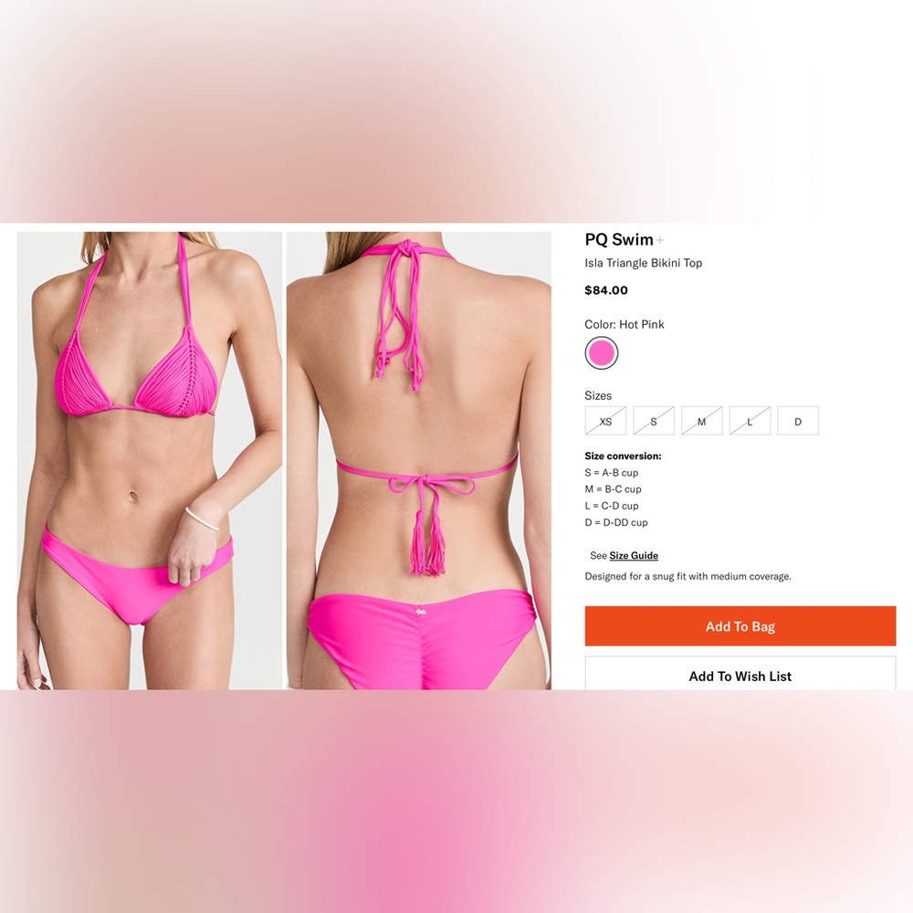 Isla Hot Pink  PQ Swim Bikini Top